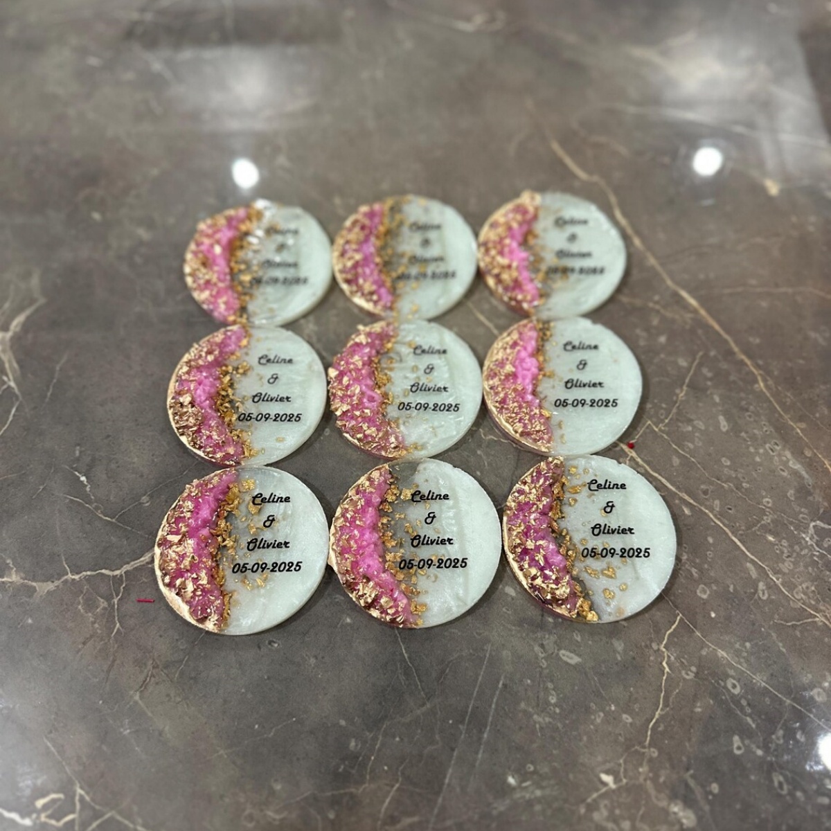 Wedding Package Gold - Personalized Wedding Magnet Favors: Gold Epoxy,