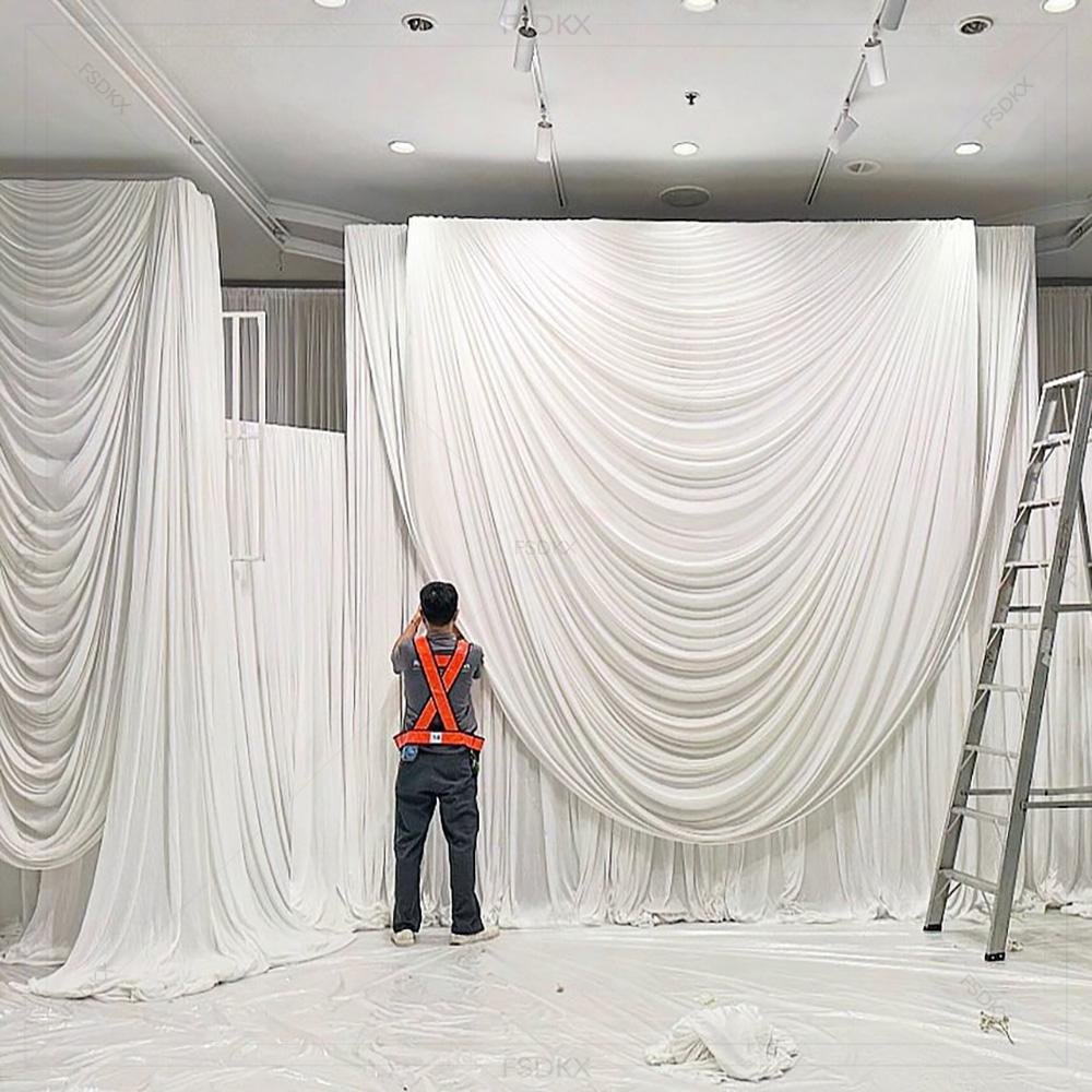 Wedding Backdrop Curtain - FSDKX Cheap White Ice Silk Cloth
