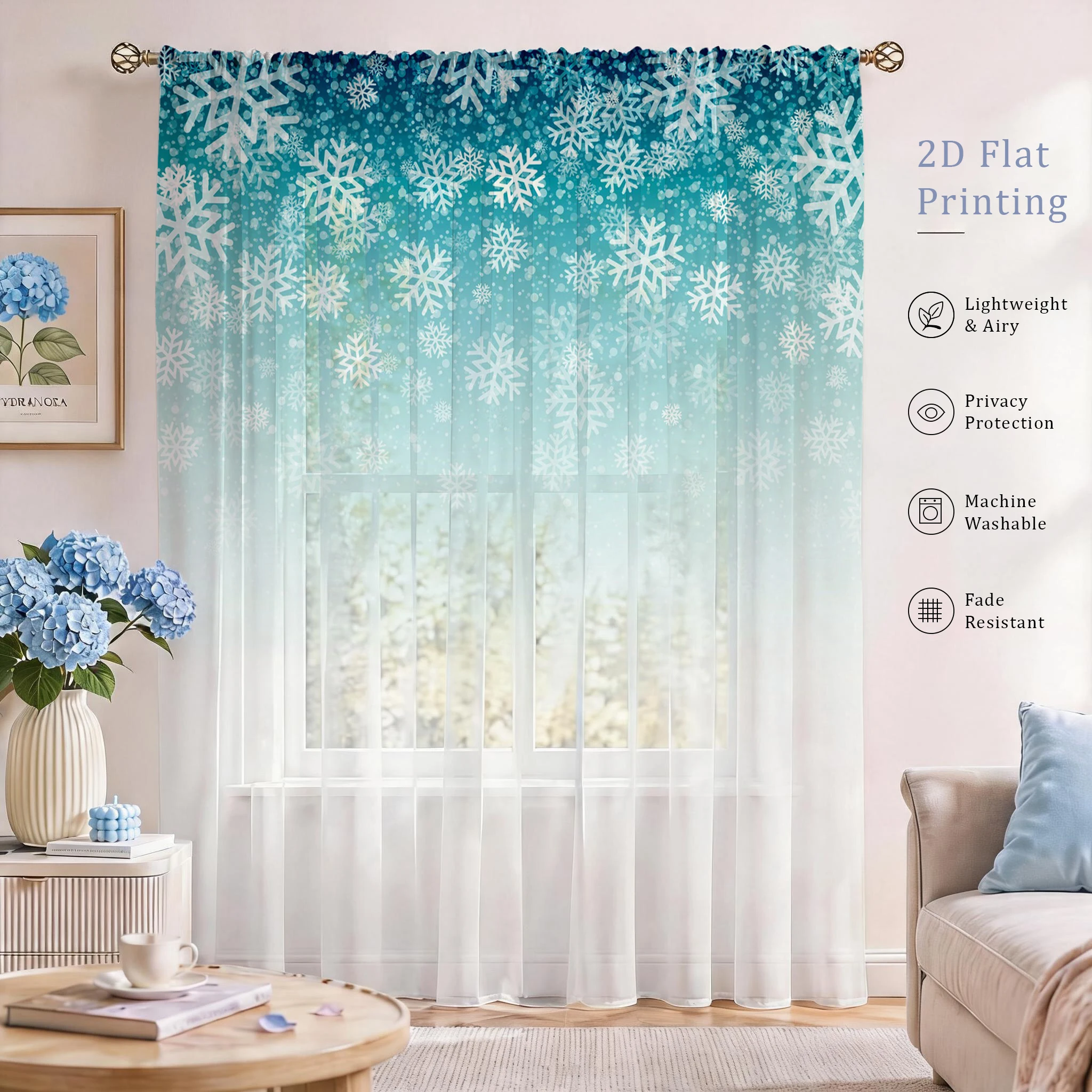 Good Floral & Wedding Decor Supply - Floral Gradient Sheer Curtain, Good Quality