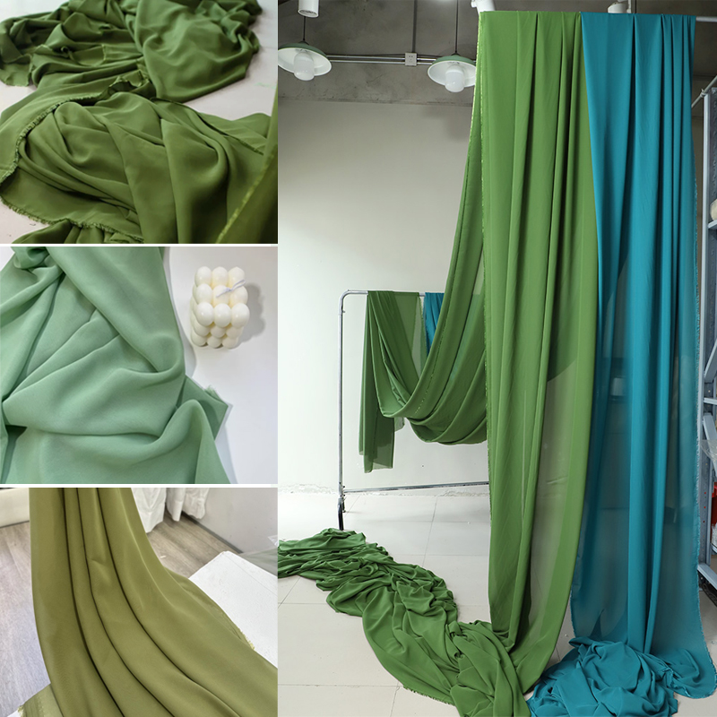 Wedding Backdrop Curtain - Olive Avocado Green Chiffon Fabric Bridal