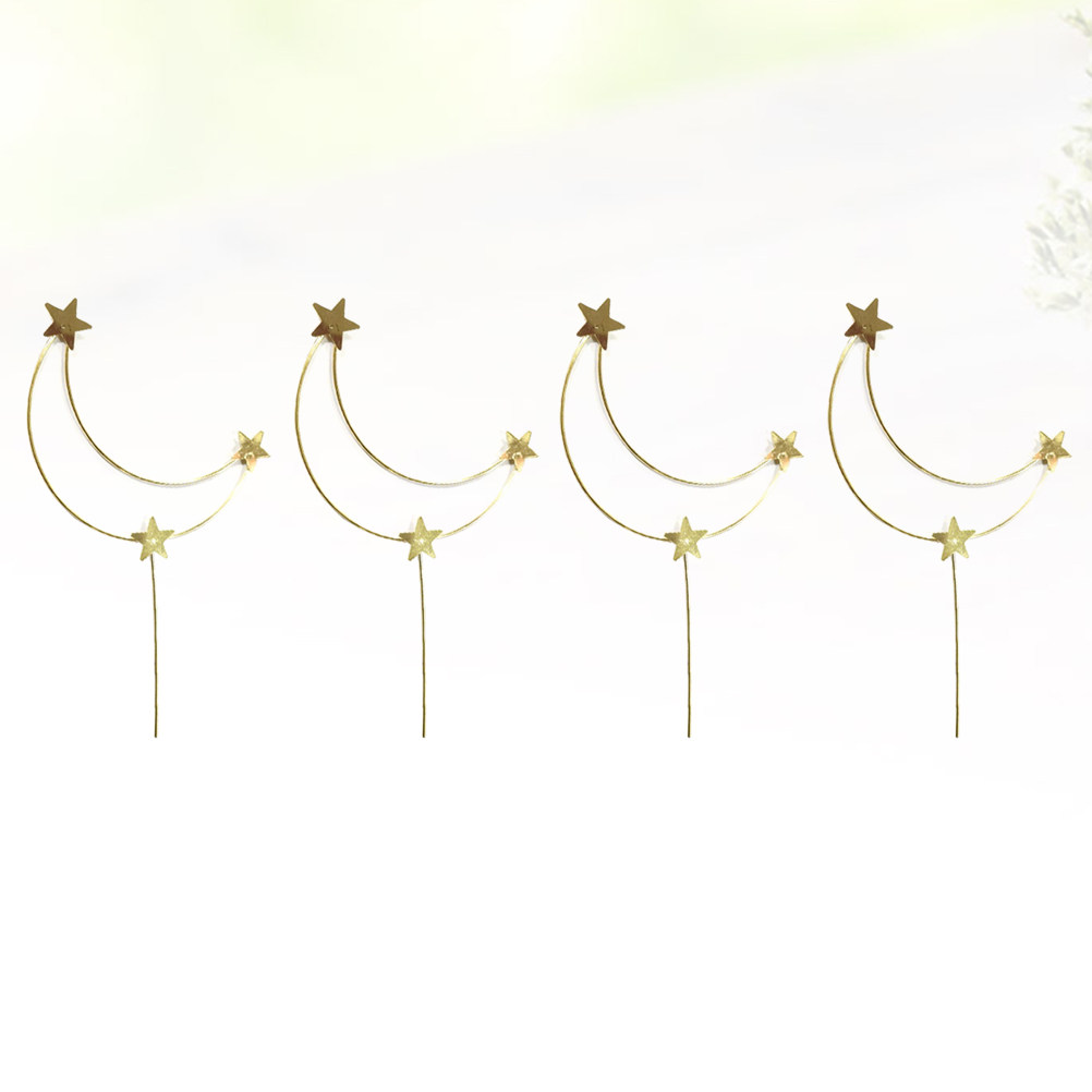 Wedding Supply Decor - 4Pcs Cake Topper Moon and Star