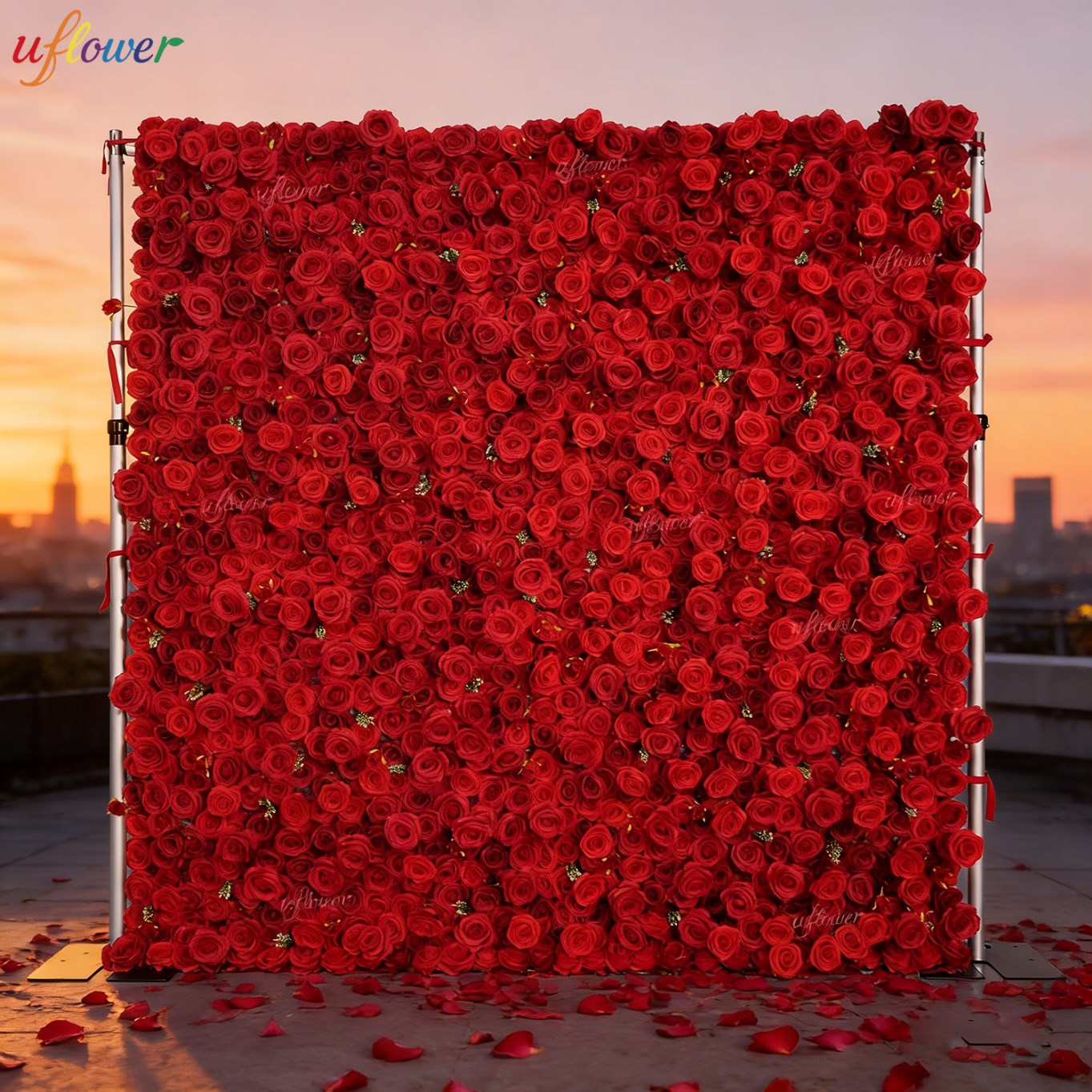 Uflower Red Rose Artificial Fl - đánh giá và giá Wedding Backdrop Curtain