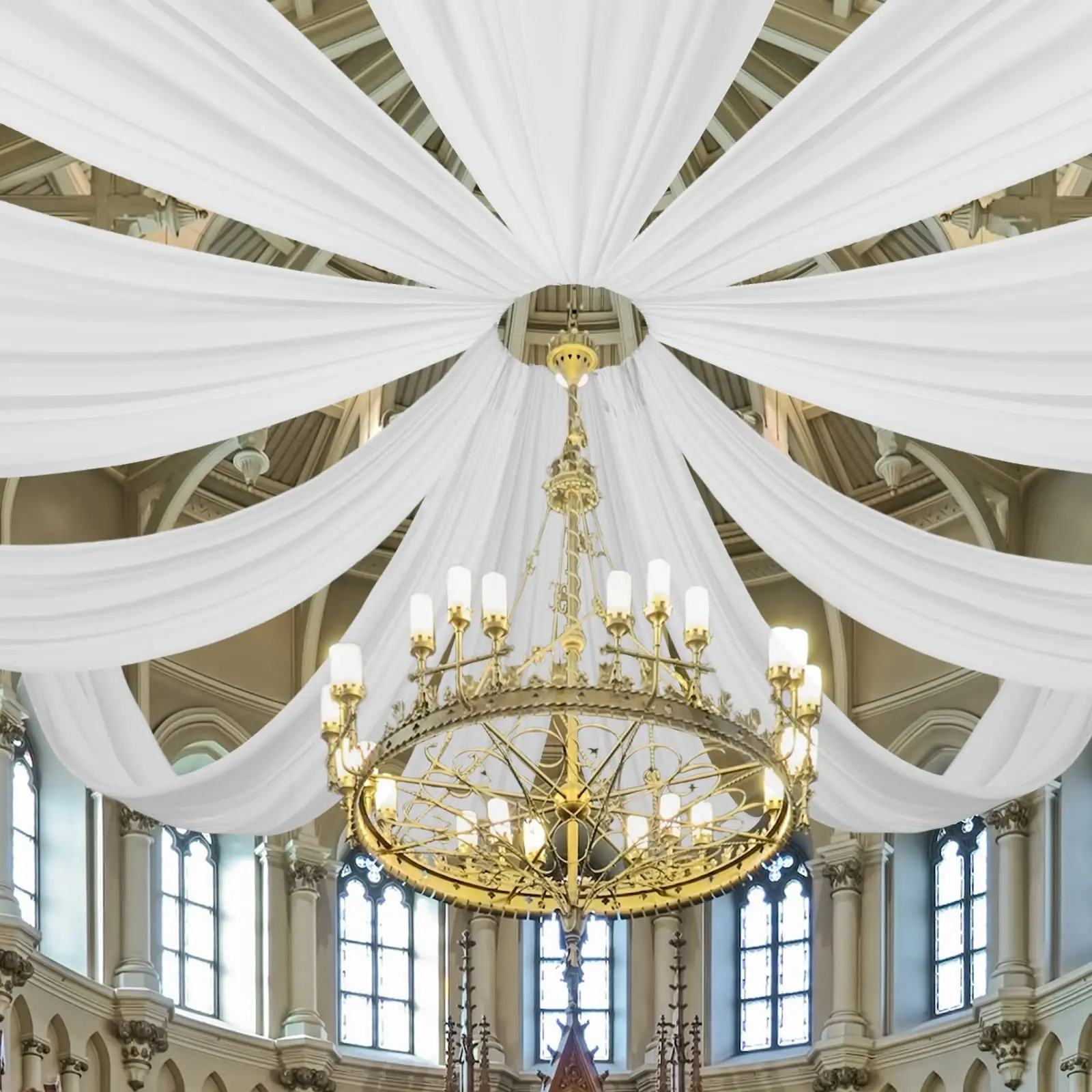 White Wedding Dress Ceiling Dr - đánh giá và giá Wedding Backdrop Curtain