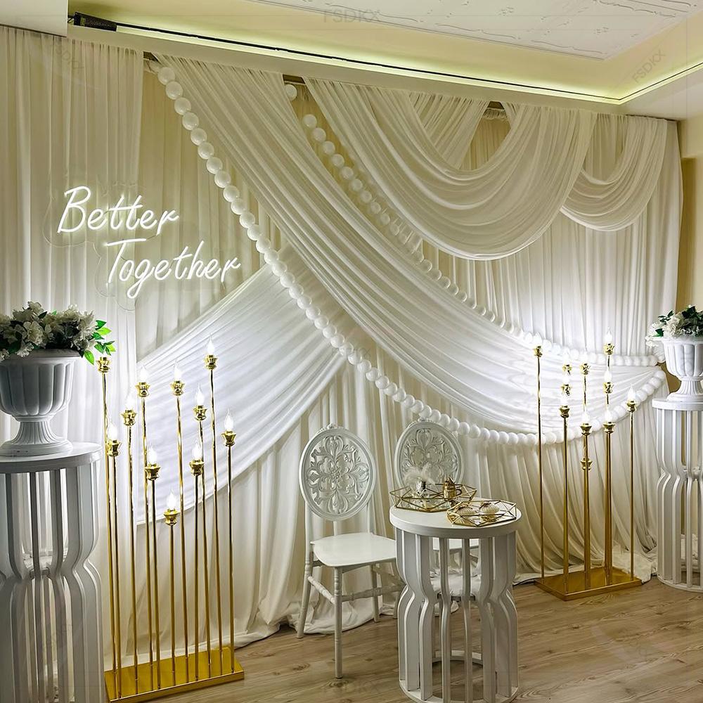 FSDKX Cheap White Ice Silk Clo - đánh giá và giá Wedding Backdrop Curtain