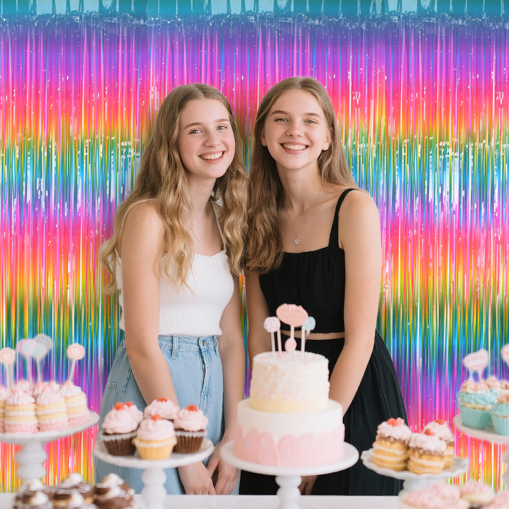 Rainbow Foil Fringe Curtain Ma - đánh giá và giá Wedding Backdrop Curtain