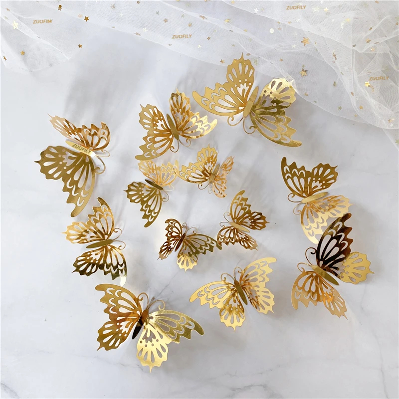 12/36Pcs 3D Hollow Butterfly W - đánh giá và giá Wedding Package Gold