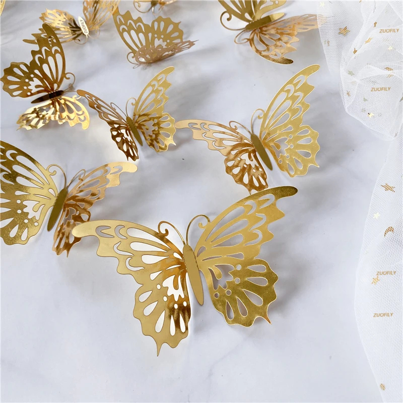 12/36Pcs 3D Hollow Butterfly W - đánh giá và giá Wedding Package Gold