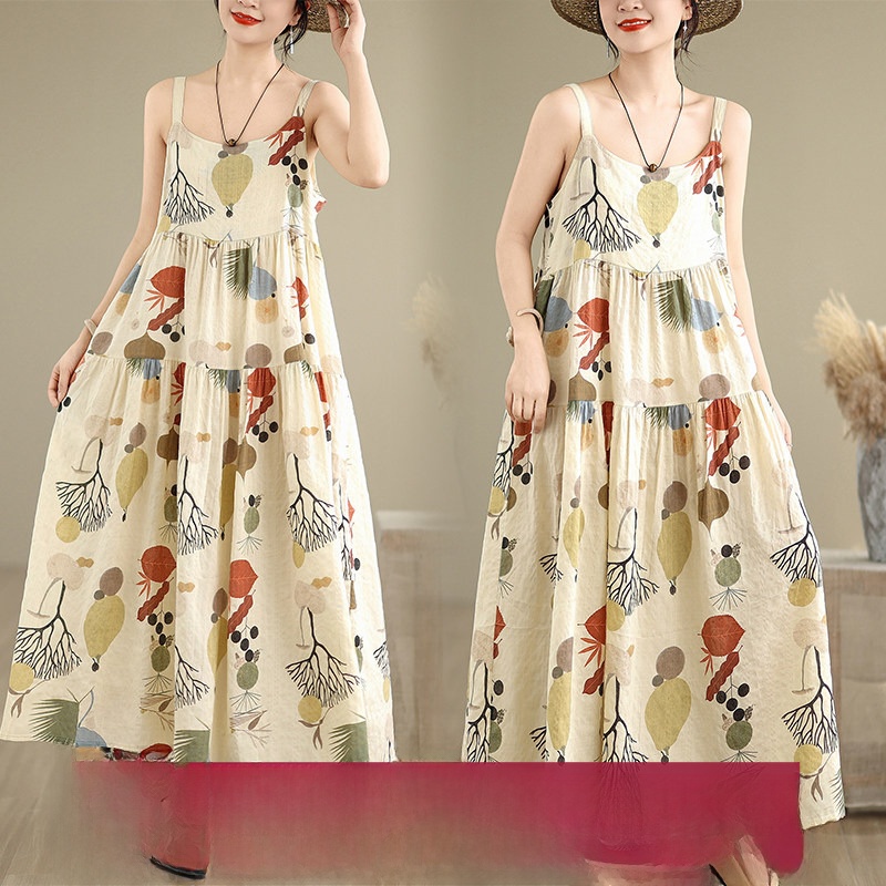 Floral Cotton Linen Maxi Dress - đánh giá và giá Good Floral & Wedding Decor Supply