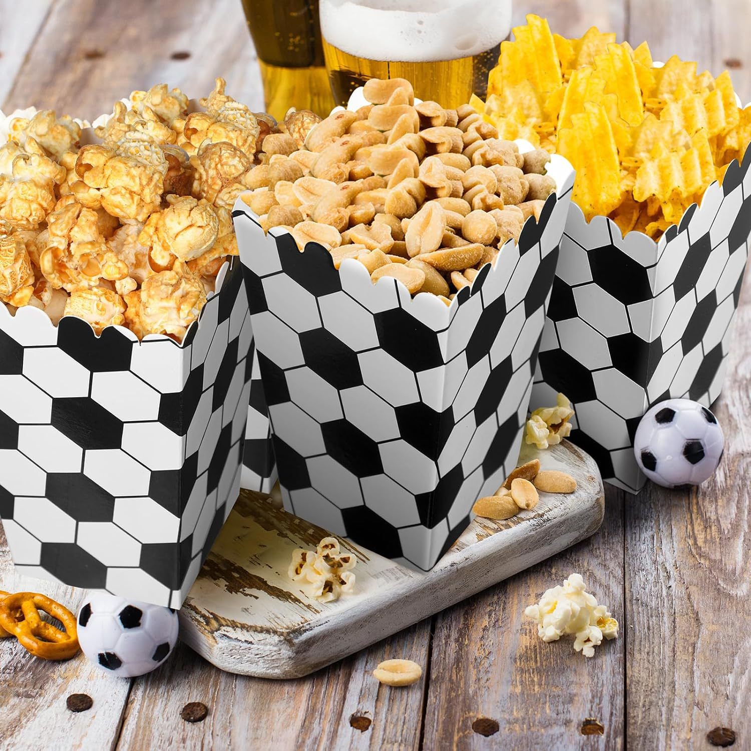 6/18Pcs  Football Popcorn Boxe - đánh giá và giá Wedding Supply.Box