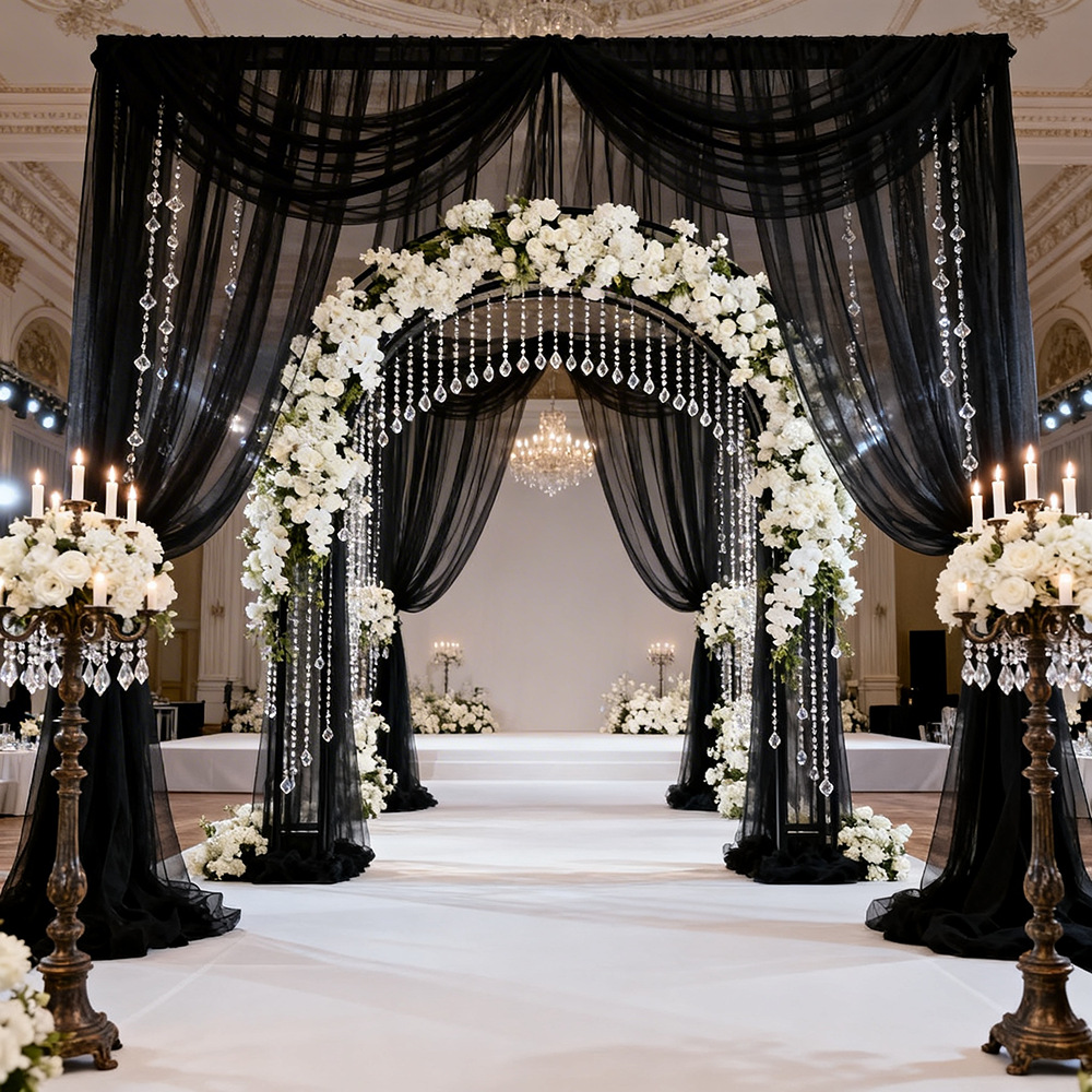 Extra Long Semi Transparent Tu - đánh giá và giá Wedding Backdrop Curtain