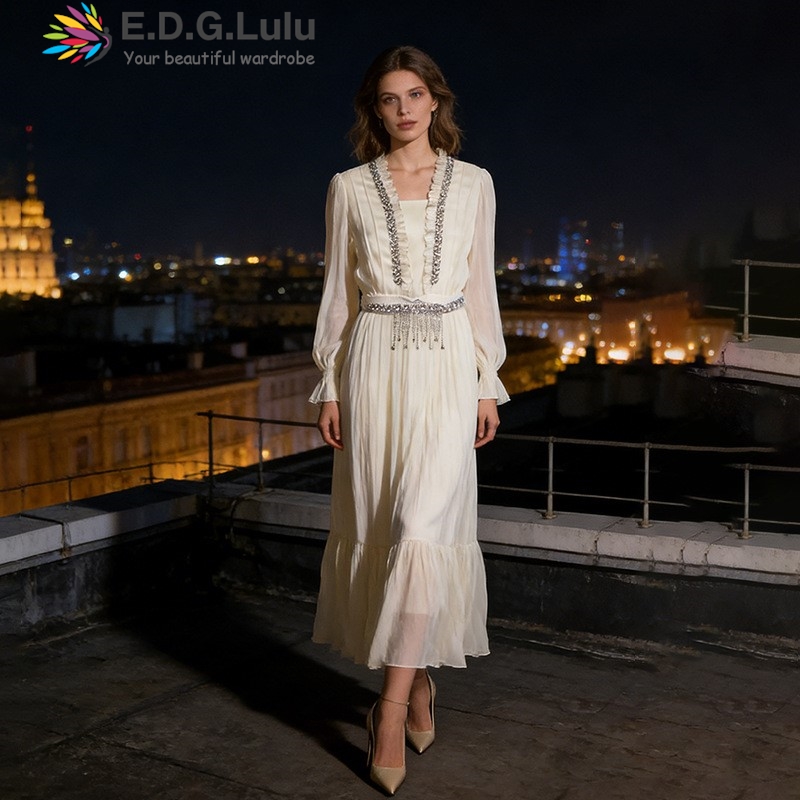 EDGLuLu Elegant White Chiffon  - đánh giá và giá Wedding Lulu