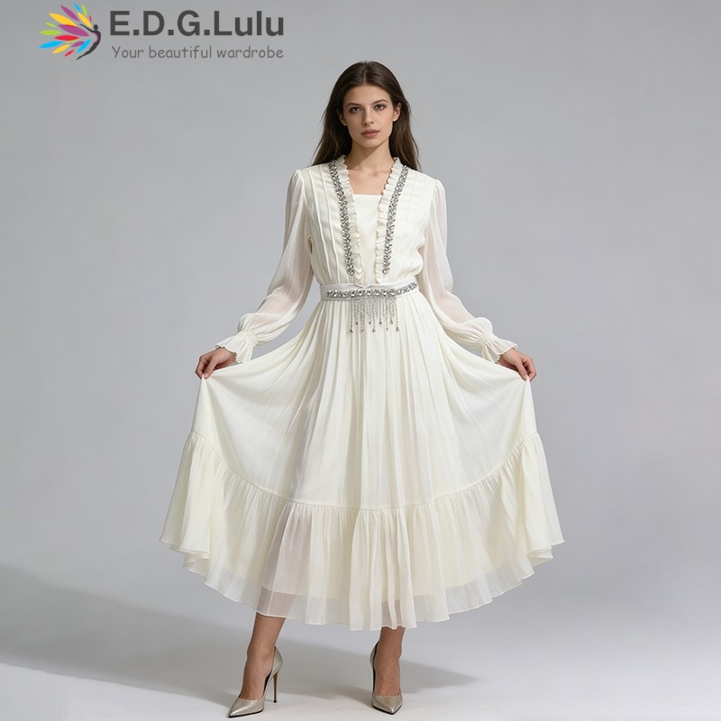 EDGLuLu Elegant White Chiffon  - đánh giá và giá Wedding Lulu